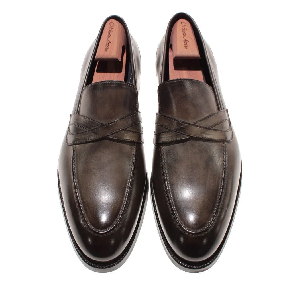 Di Bianco NWB Slip On Loafers Size 43.5 (US 10.5) in Green Leather Made in Italy